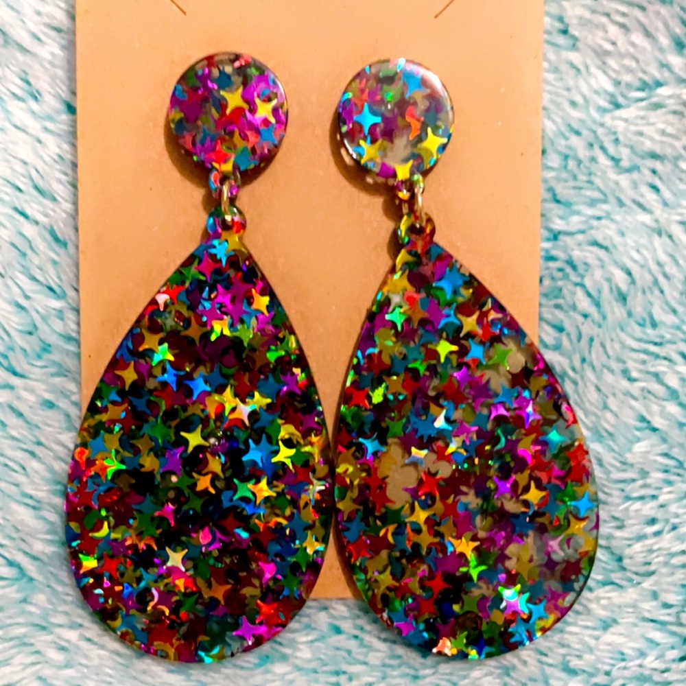 Acrylic color star glitter earrings